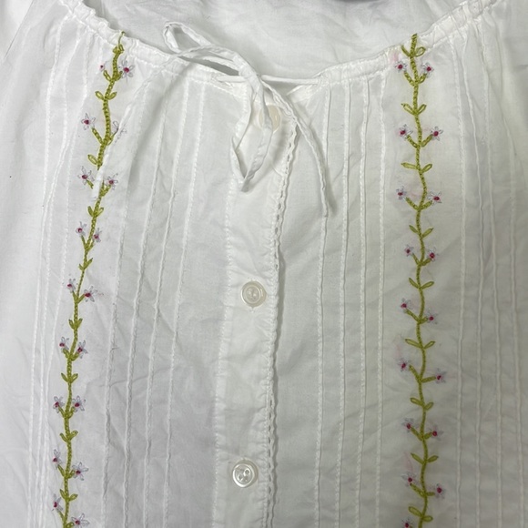 𝅺Vintage Liz Claiborne drawstring neckline floral embroidered blouse - Picture 3 of 7
